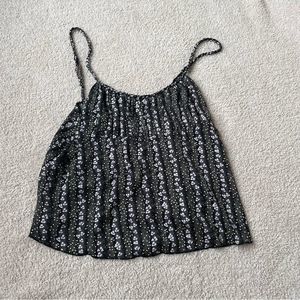 free people black floral print cami top